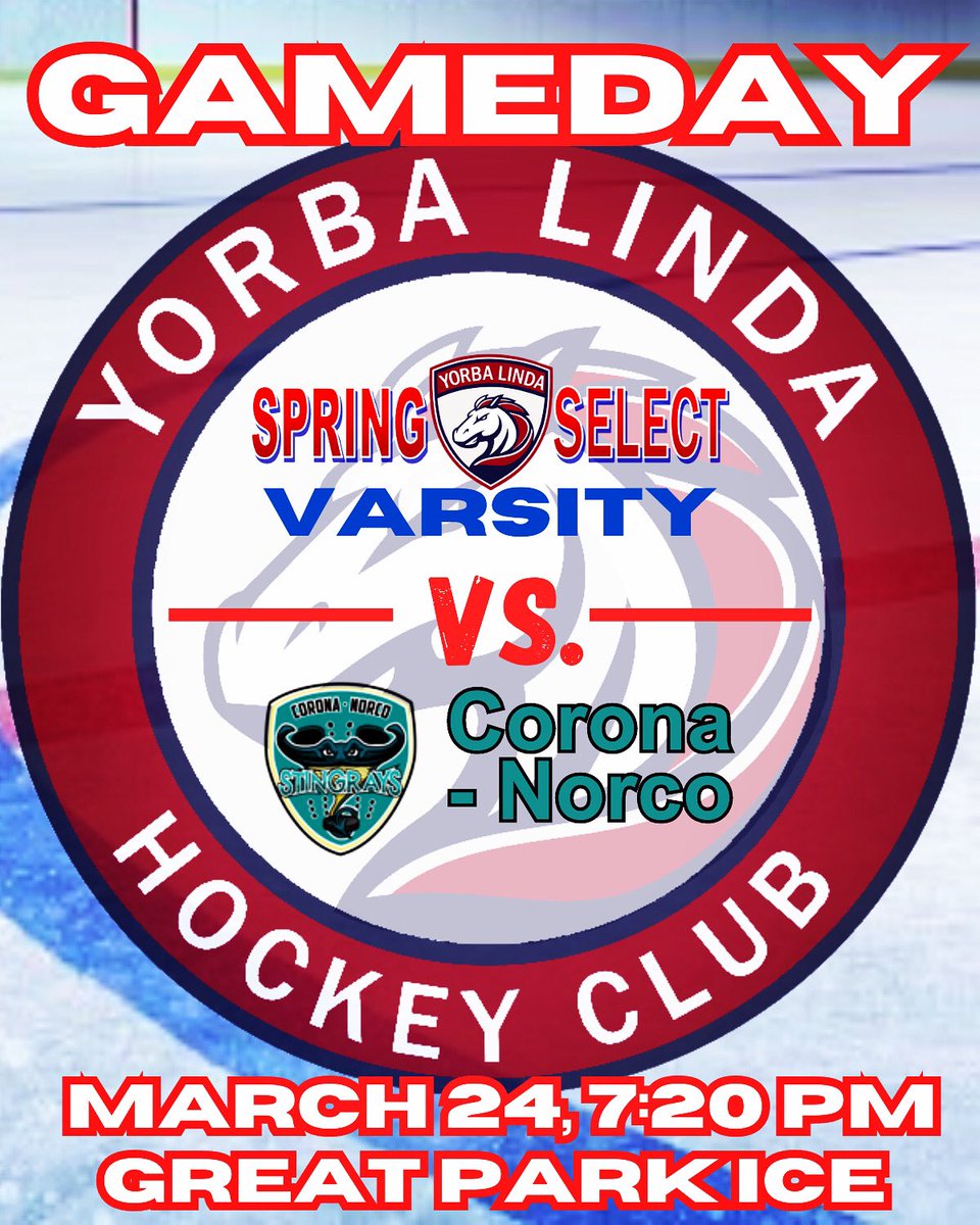 YL_Hockey's tweet photo. Yorba Linda Hockey Club Gameday!
@The_Rinks #CASpringSelect opener for our varsity team tonight against @ADHSHL D3 champions Corona-Norco Stingrays at #GreatParkIce. https://t.co/oyrjRhBglf