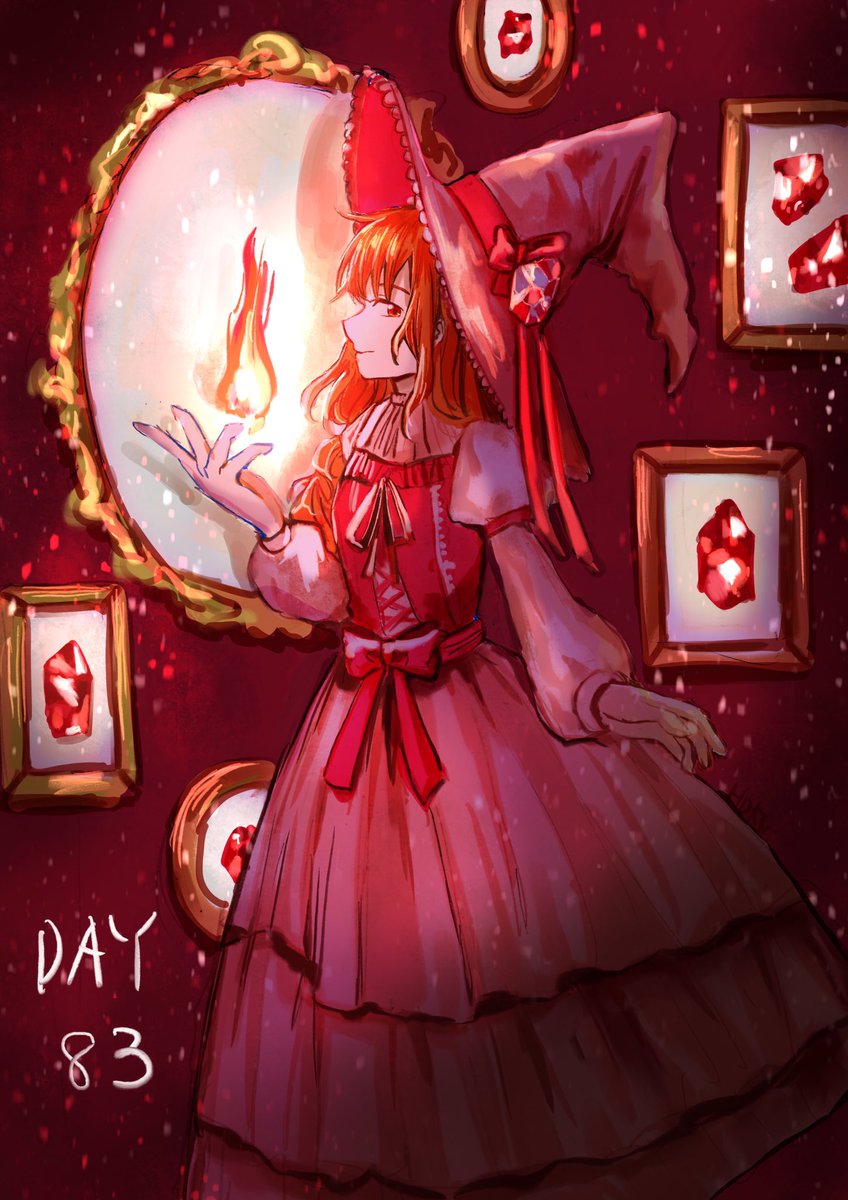 「#100日チャレンジday83創作 ルビーと魔女 」|灯晴ほく@コミティアて62aのイラスト