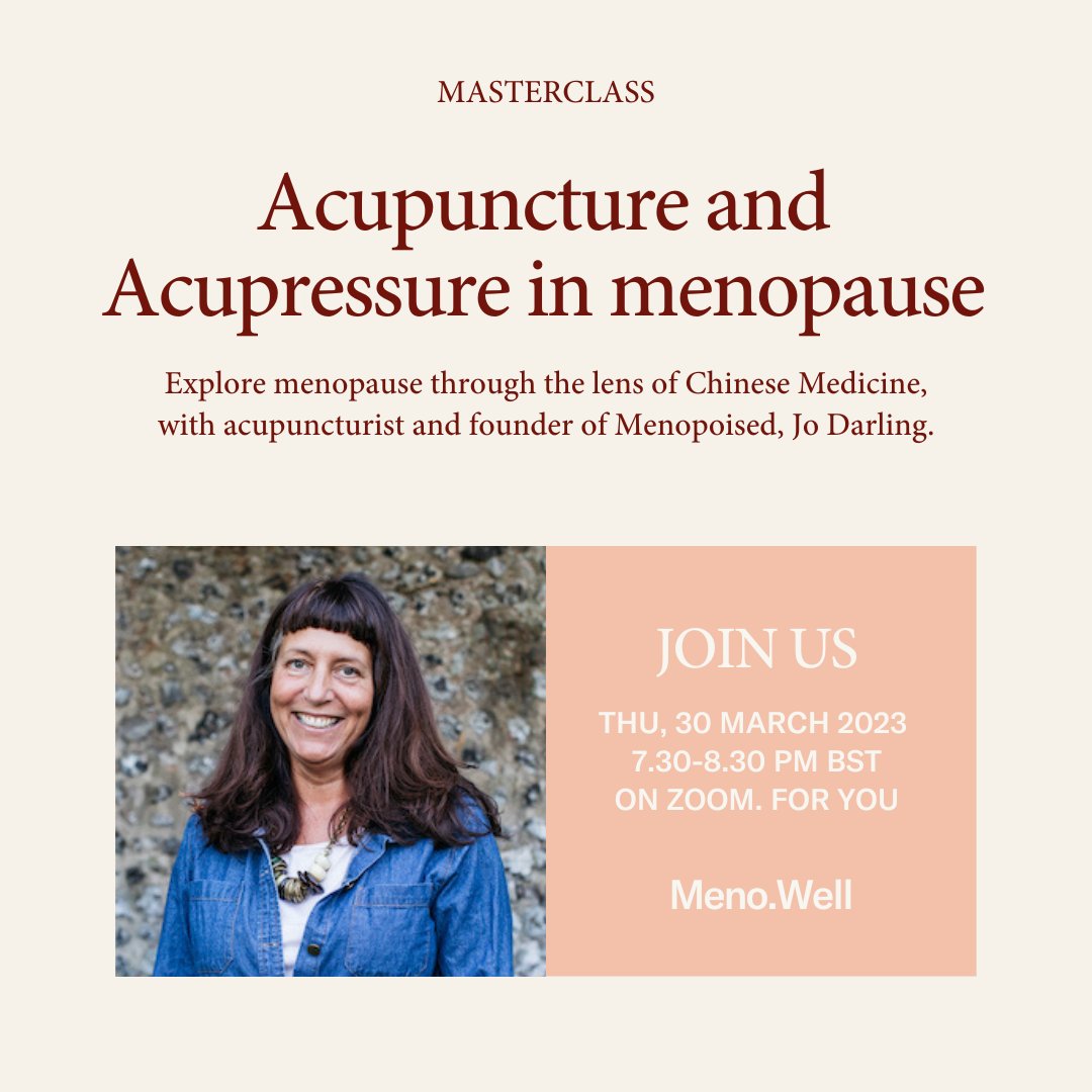 With research surrounding #acupuncture and #hormonalimbalance on the rise, we'll be chatting with the incredibly passionate Jo Darling, a specialist in acupuncture and #chinesemedicine, founder of @menopoised⁠ on Thurs 30th March 7.30-8.30pm BST. Head to our <a href="/eventbrite/">Eventbrite</a>