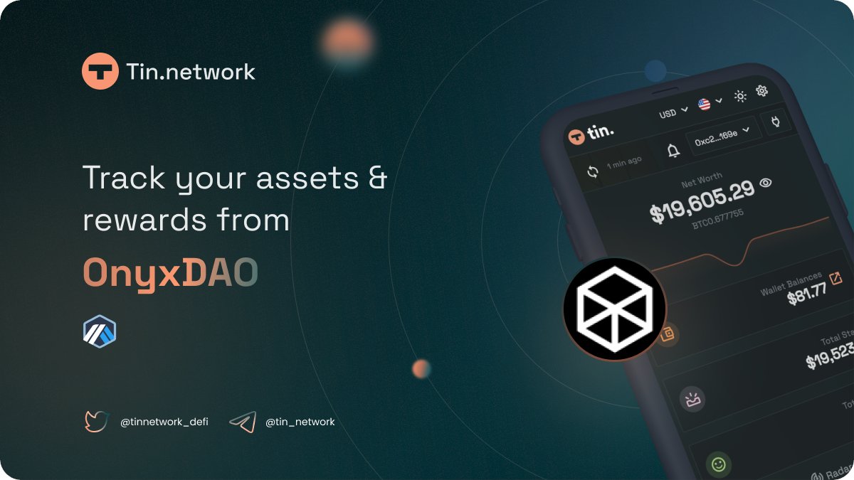 We now support <a href="/OnyxDAO/">Onyx DAO</a> on <a href="/arbitrum/">Arbitrum</a> 🥳🎉

Track your yield and rewards from OnyxDAO with tin.network

#OnyxDAO $ONYX #DeFi #Crypto #Arbitrum #ArbitrumNFT $ARB