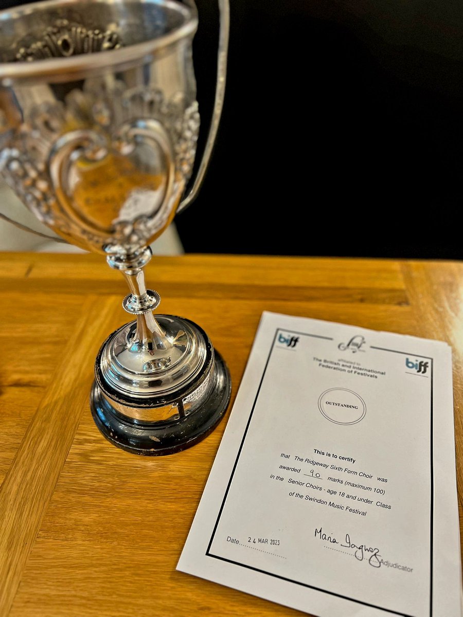 SchoolRidgeway's tweet photo. We did it! Our Senior Choir are champions, winning today at the Swindon Music Festival. Well done all @CPARidgeway for the phenomenal 90/100 score 👏 https://t.co/IeanKvd2sT