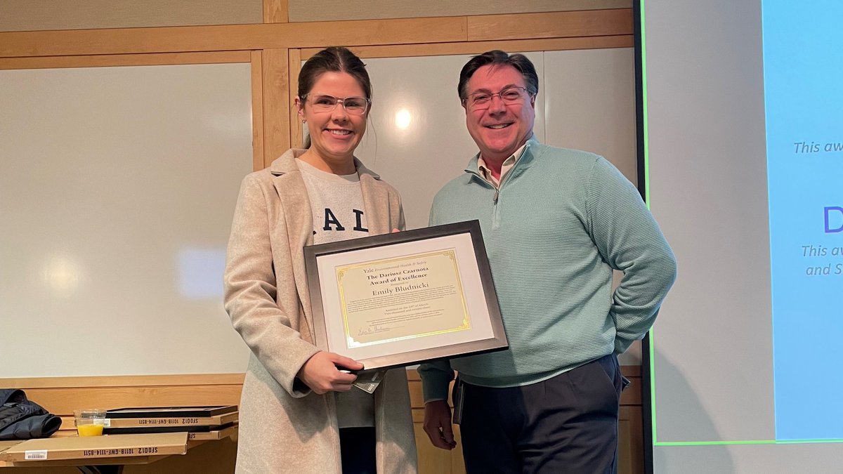 YaleEHS's tweet photo. EHS celebrated its 2022 Employee Award Winners at its staff meeting on March 24th. Congratulations to Liz DeChello, Employee of the Year, along with Emily Bludnicki and Dan Schott, Dariusz Czarnota Award of Excellence winners. https://t.co/E1MefqFHnE #yaleehs https://t.co/jlwQMxjnH5