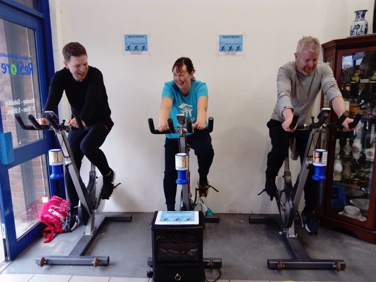 HabitatIreland's tweet photo. ‼️ OVER £1000 RAISED ‼️

Massive well done to the staff and volunteers of ReStore #Ballymena who cycled over 500 total miles to raise funds for Habitat’s Ukraine response! 

You can still donate to their fundraiser here: https://t.co/pqShV1scr2 or host your own fundraiser! https://t.co/pQrzCYyRIv