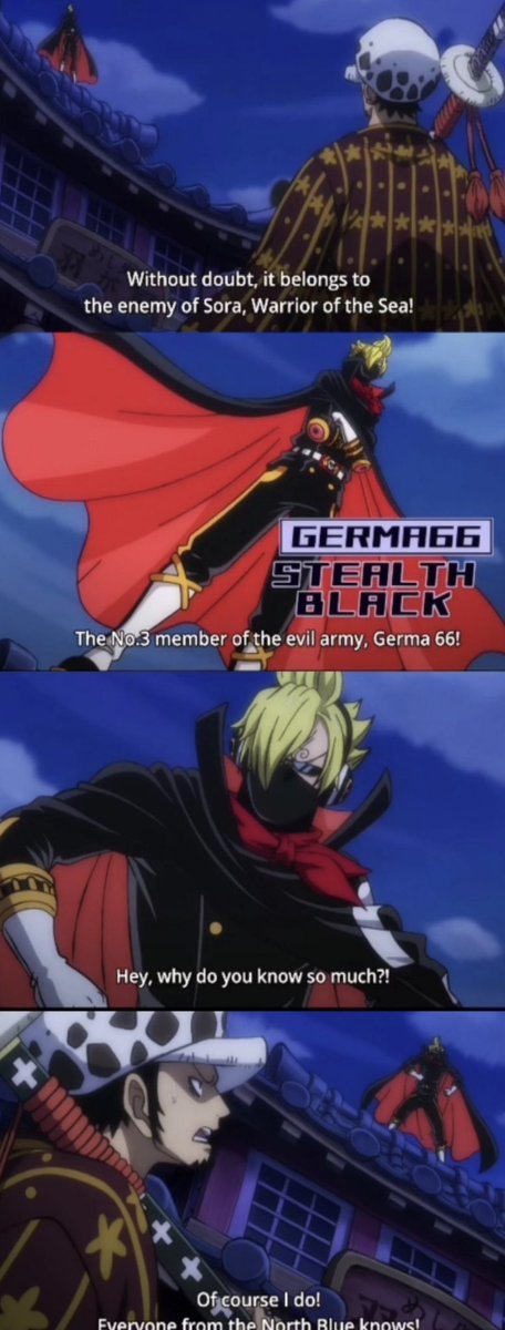 Hawks_End's tweet photo. I love how this ep gave us Law being a Germa 66 fanboy 🥺 #onepiece925 https://t.co/924CMKxw1J