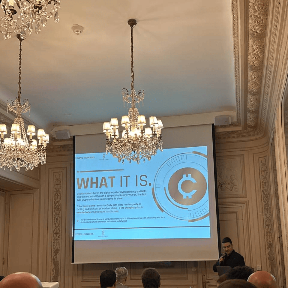 chtvshow's tweet photo. Just pitched Crypto Hunters TV Show at VNTR Roundtable Blockchain Week in Paris with incredible response! Our team is thrilled to share our passion for #crypto and #NFTs with the world. Stay tuned for updates! 🚀🎥 #CryptoHuntersTVShow #BlockchainWeekParis https://t.co/ZBJk3ibilR