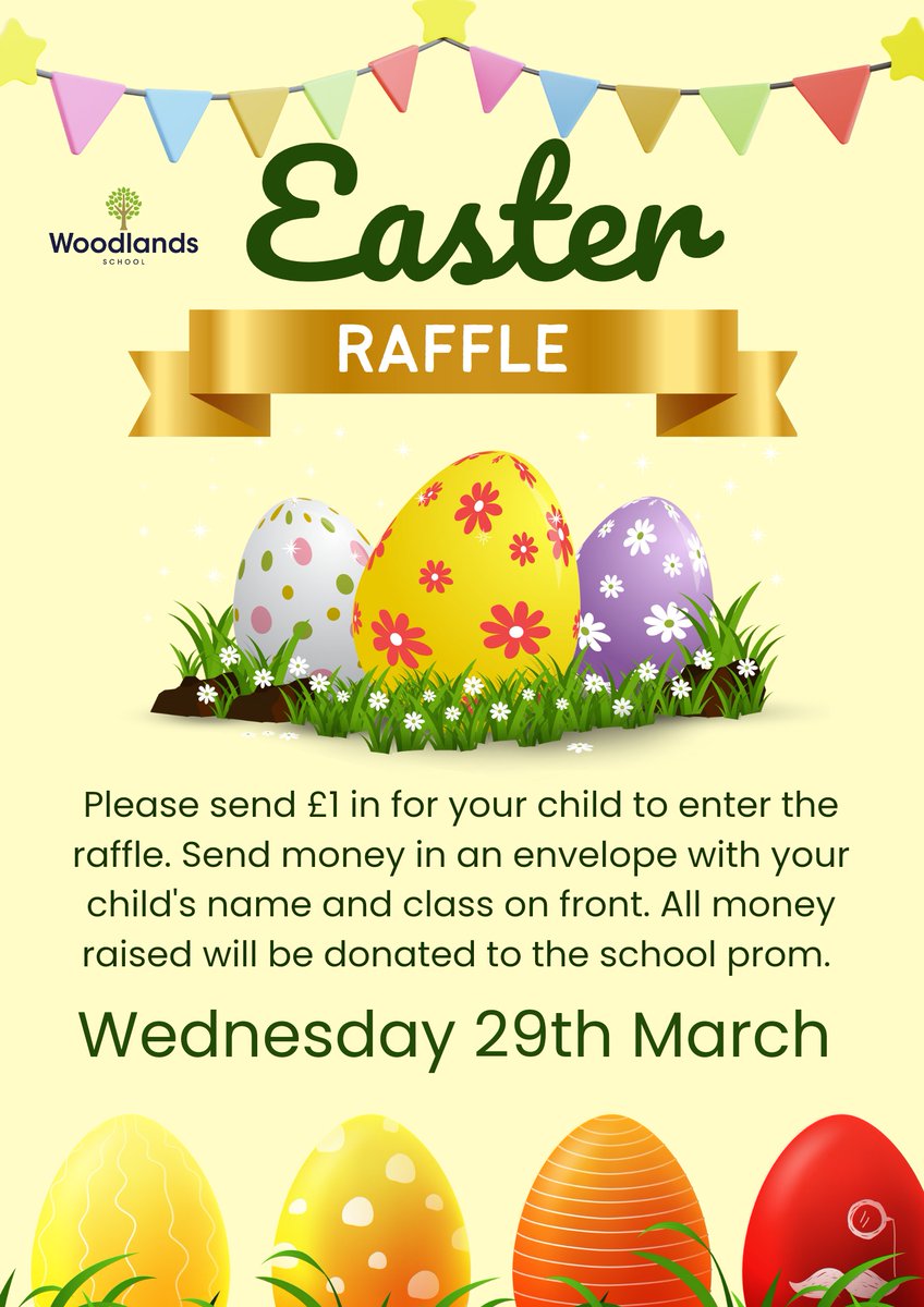 Please send £1 in a sealed envelope with your child's name and class to enter. All entries need to be in by Wednesday morning. 🐣🐤🐰 <a href="/WoodlandsHS/">Woodlands School</a>