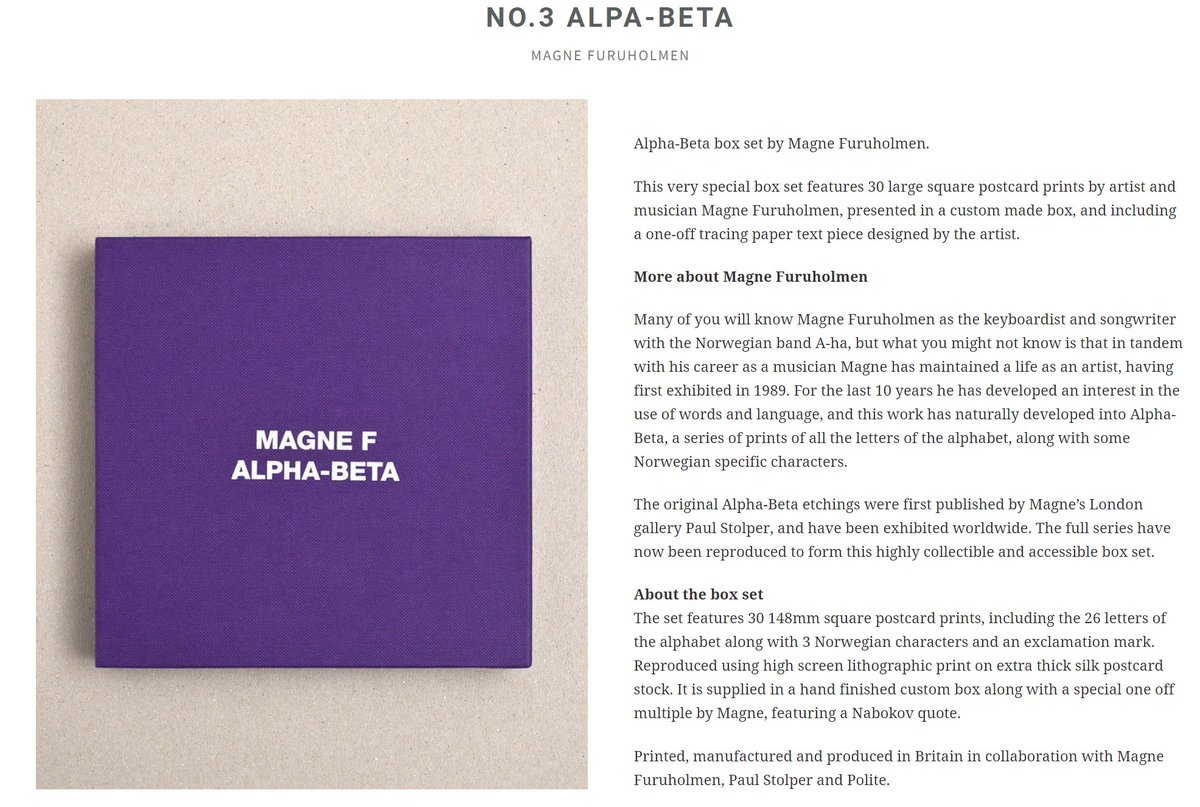 Contest time! We're giving away five limited edition 'Alpha Beta' postcard box sets, which feature 30 large square postcard prints by Magne Furuholmen, presented in a custom-made box, and including a one-off tracing paper text piece designed by the artist. /1