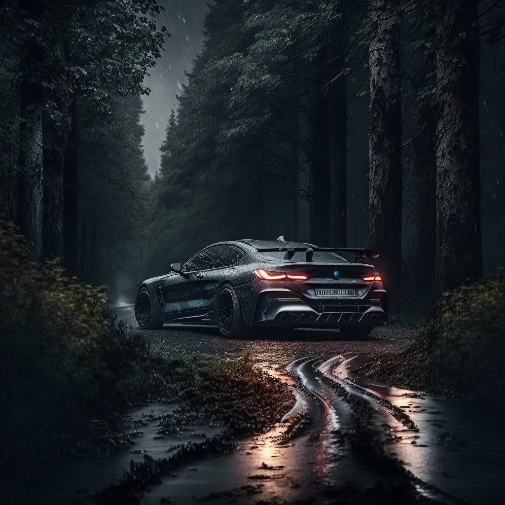 cosmicahmad's tweet photo. "Conquering the Elements: The BMW M8 Competition on a Rainy Night Drive through the Forest" 🌧️🚘 #BMWM8 #Competition #RainyNightDrive #UltimateDrivingMachine #DesertedRoad
#M8Competition #RainyNightDrive #ForestDrive #DesertedRoad #UltimateDrivingMachine #LuxuryCar #midjourney https://t.co/ylX5OVkei3