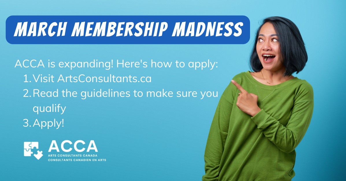 consult_arts's tweet photo. Art &amp; culture exists everywhere in #Canada - and so do we! Our diverse membership spans the entire country. Join Canada’s largest national professional association of qualified arts consultants today! 
https://t.co/fO2sqc9CCH  
#MarchMembershipMadness #ArtsAndCulture #consultants https://t.co/mKRJRLgHgR