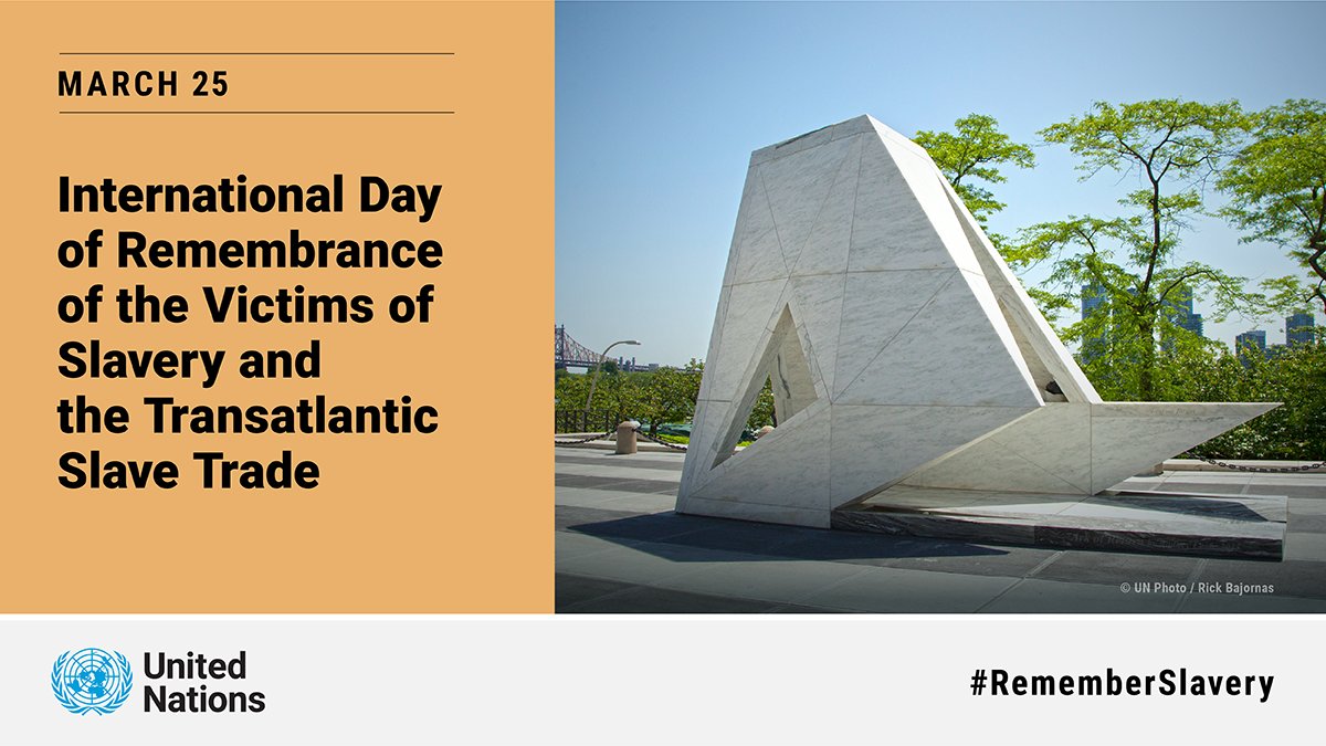 United Nations (@UN) on Twitter photo 2023-03-24 22:02:00 Gaining a deeper understanding of major historical events can help foster greater respect & tolerance. Saturday's #RememberSlavery Day is an opportunity to reflect on one of the darkest chapters in human history. un.org/en/remembersla… Gaining a deeper understanding of major historical events can help foster greater respect & tolerance. Saturday's #RememberSlavery Day is an opportunity to reflect on one of the darkest chapters in human history. un.org/en/remembersla…
