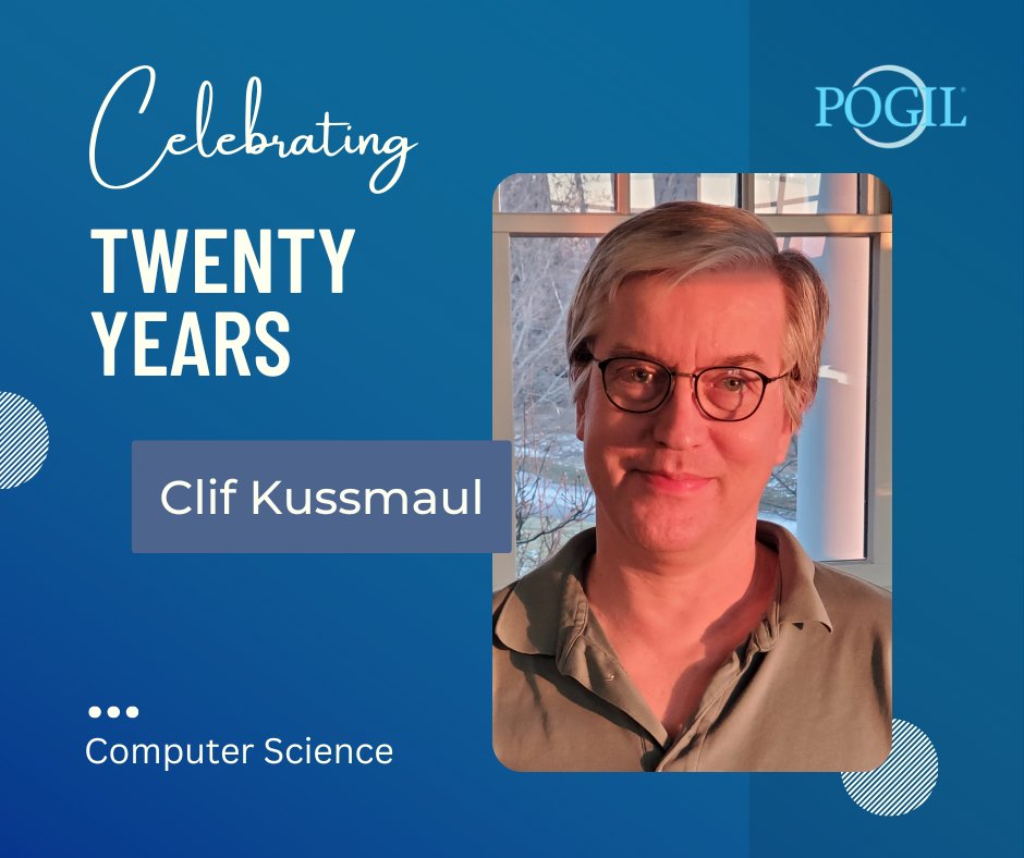 It's here! Our next Practitioner Profile is Clif Kussmaul. Click the link to read about Clif's POGIL "AHA moment".  pogil.org/our-community/…