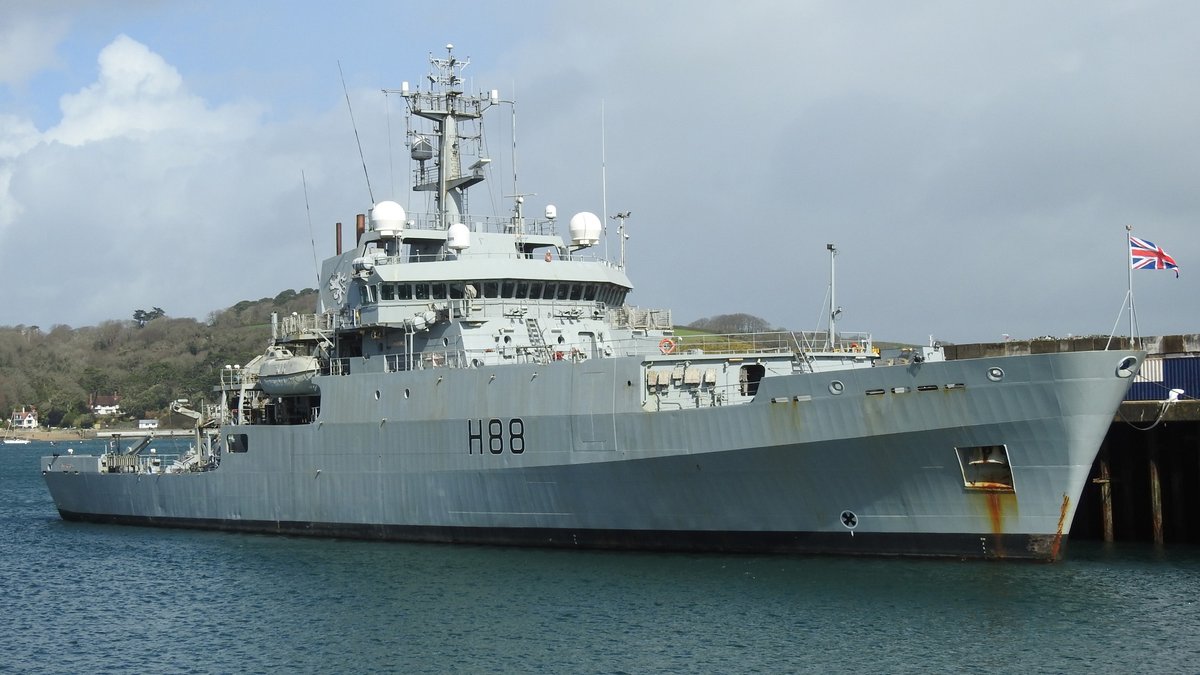 .@HMSEnterprise alongside at County Wharf in Falmouth after arriving from Liverpool. Due to sail tomorrow afternoon. Via: E. Moorhouse