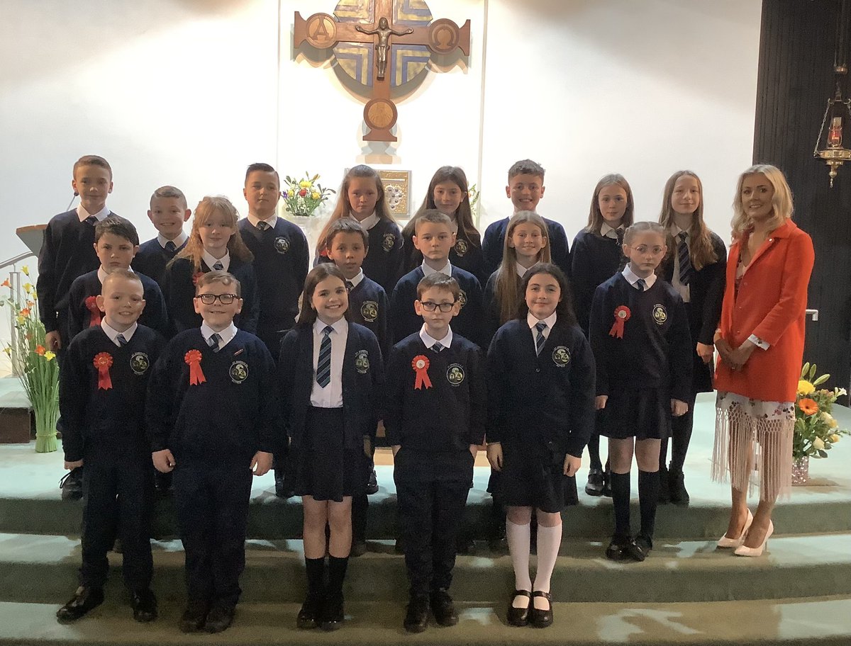 StJosephsAntrim's tweet photo. Today our Primary 7 children received the Sacrament of Confirmation. It was a lovely ceremony and we are so proud of each one of them. 🔥🕊️💨 https://t.co/ITwL3VlrqH