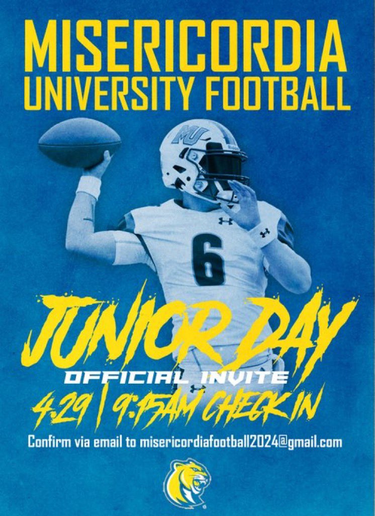 Thank you to <a href="/MUCougarsFB/">Misericordia University Football</a> and Coach Davis for the invite!!!