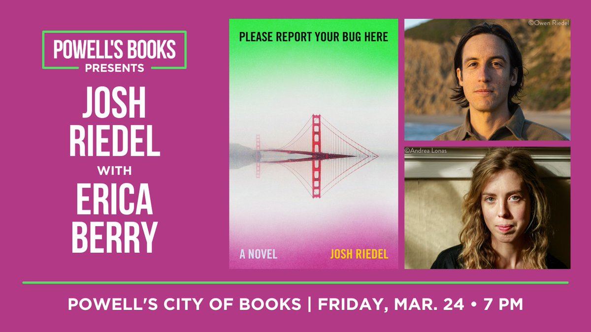 Josh Riedel (@joshriedel) on Twitter photo Portland! Tonight at 7pm join me and <a href="/ericajberry/">Erica Berry</a> at <a href="/Powells/">Powell's Books</a>, where we'll be talking about tech and art and wolves and what it's like to publish a book. Hope to see you there! Portland! Tonight at 7pm join me and <a href="/ericajberry/">Erica Berry</a> at <a href="/Powells/">Powell's Books</a>, where we'll be talking about tech and art and wolves and what it's like to publish a book. Hope to see you there!
