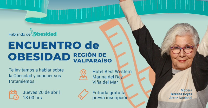 ¡Si eres de la Región de Valparaíso, súmate al Encuentro de Obesidad! 📍Inscríbete en bit.ly/EncuentroObesi… y forma parte de este evento gratuito donde te contaremos sobre el tratamiento de la Obesidad y sus fuentes de financiamiento en Chile. ¡Cupos limitados. Te esperamos!