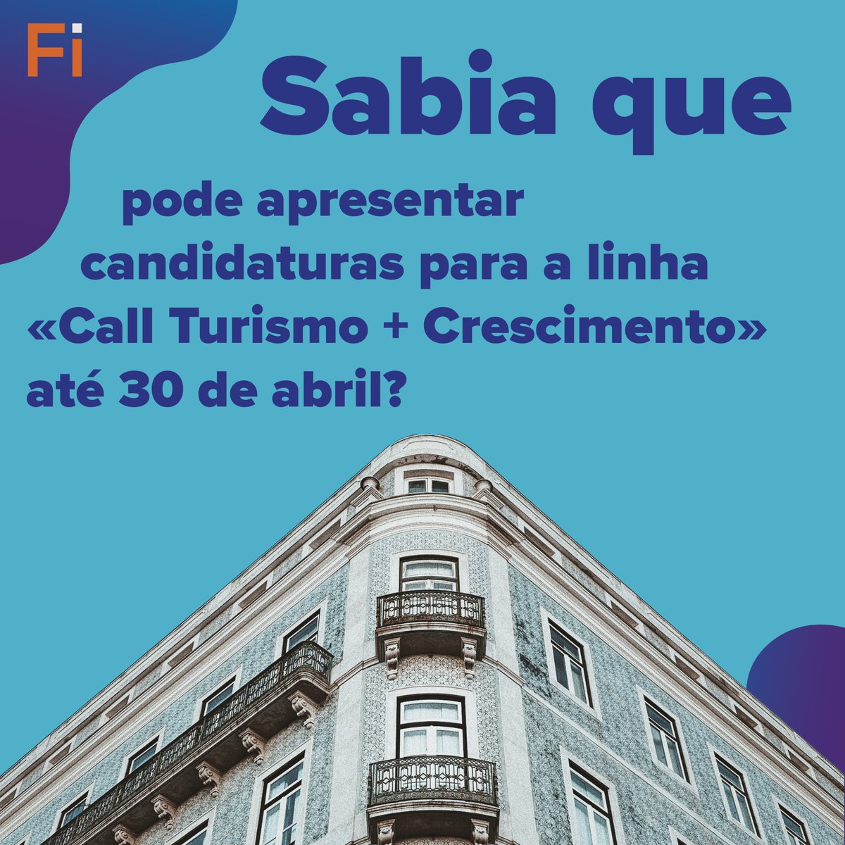 Finpartner_pt's tweet photo. Sabia que pode apresentar candidaturas para a linha «Call Turismo +Crescimento» até 30 de abril? 

Saiba tudo neste post. 

Fique a par das nossas publicações #hospitalityexperience

#finpartner
#Turismo 
#fintips
#Investimento
#portugal https://t.co/xkQmYm0cza