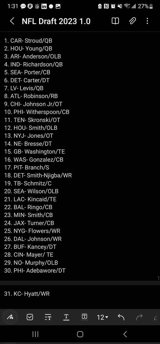dynamitejimmy's tweet image. Official release- Mock Draft 1.0 #NotesApp #NFLDraft2023 #MockDraft #HireMe #WillWork4Draft #GamblingTwitter