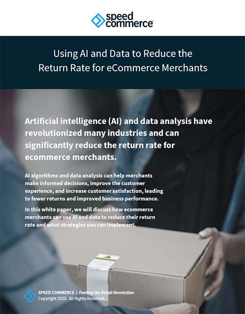 SpeedCommerce's tweet photo. Get our new white paper. We share our expertise in using predictive modeling, data segmentation, and #automation to minimize #ecommerce returns w/o sacrificing #cx.  https://t.co/bMkwEMR2y4  #AI #data #returns #optimization #SpeedCommerce #reverselogistics #ecommercefulfillment https://t.co/e1yFiTia0Z