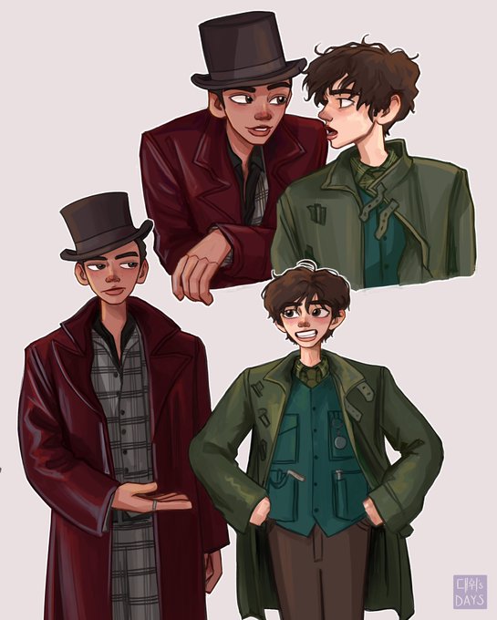 「2boys green coat」 illustration images(Latest)