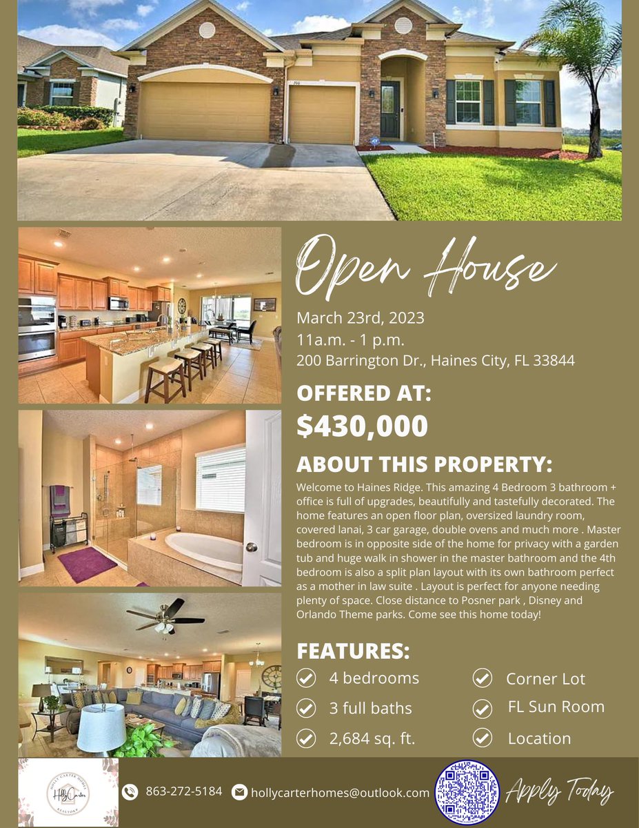 Open house - Haines City FL #mortgagewhisperer #hollycarterhomes #fireyourlandlord #OpenHouse