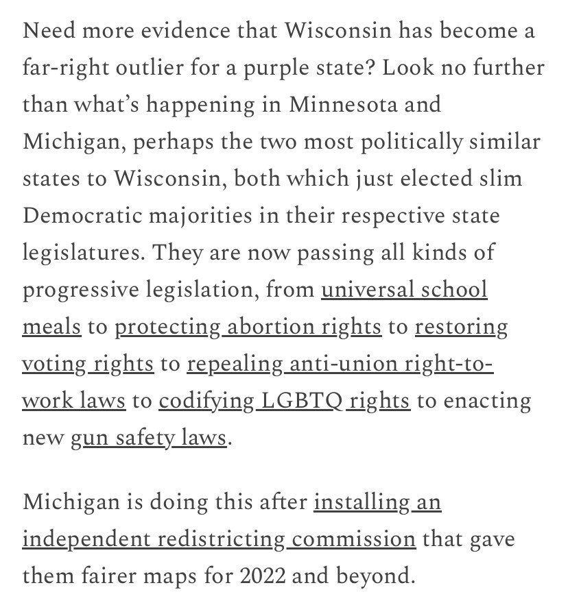 DanRShafer's tweet photo. Need more evidence that Wisconsin has become a far-right outlier for a purple state? Look no further than what’s happening in Minnesota and Michigan. https://t.co/KNttSNofPk https://t.co/zIaex5pFxk
