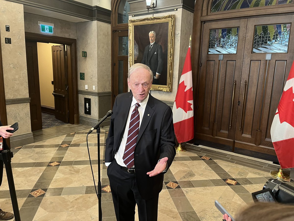 Former PM Jean Chrétien has strolled up to the foyer mic to talk to the press ahead of Biden’s address. Asked how he sees the US-Canada relationship these days, he answers in one word: “Good”