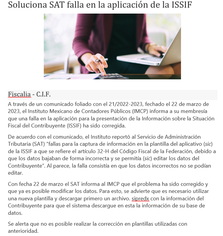 davidstp88's tweet photo. @Softmas Hola, con relación al llenado de la ISSIF ¿Cómo se que estoy trabajando con la versión definitiva de ISSIF?, ejemplo: hace dos días el SAT comunica que tiene una nueva versión de plantilla. ¿Cómo me impacta esto en el llenado que ya tenia previamente en SE Dictamen? https://t.co/u0fd7l0WEp
