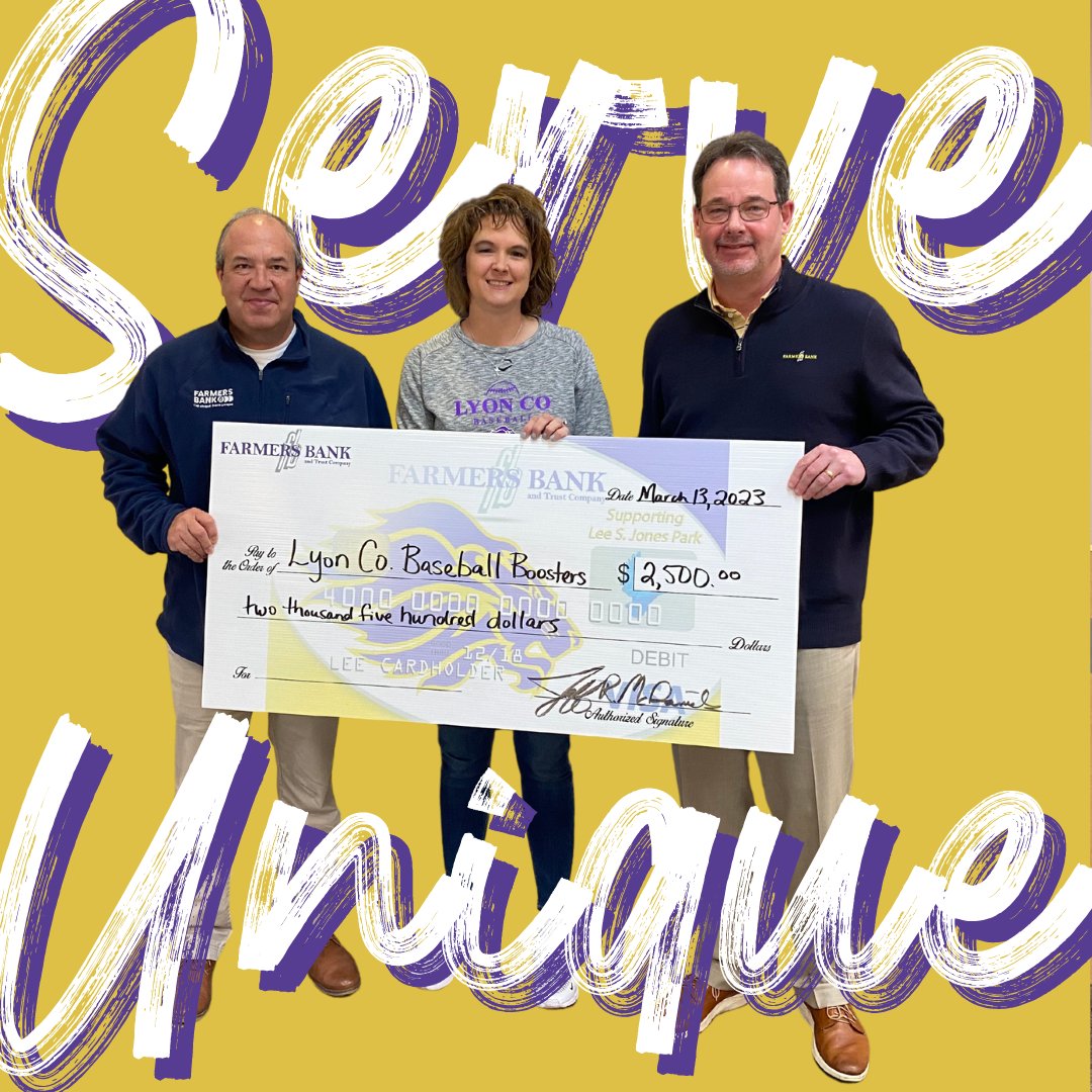 Our #ServeUnique mission means we are always excited to invest in our community's youth and the organizations that support their development. We are honored to support the Lyon County Baseball Boosters with a donation to help our local youth athletics continue to thrive.