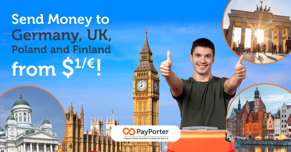 PayPorterEn's tweet photo. Money transfers up to 10.000$/โฌ to Germany, UK, Poland and Finland fee only 1$/โฌ via PayPorter.
#FastestWaytoFeelWithYou #moneytransfer #internationalmoneytransfer https://t.co/giW2O7BjHm