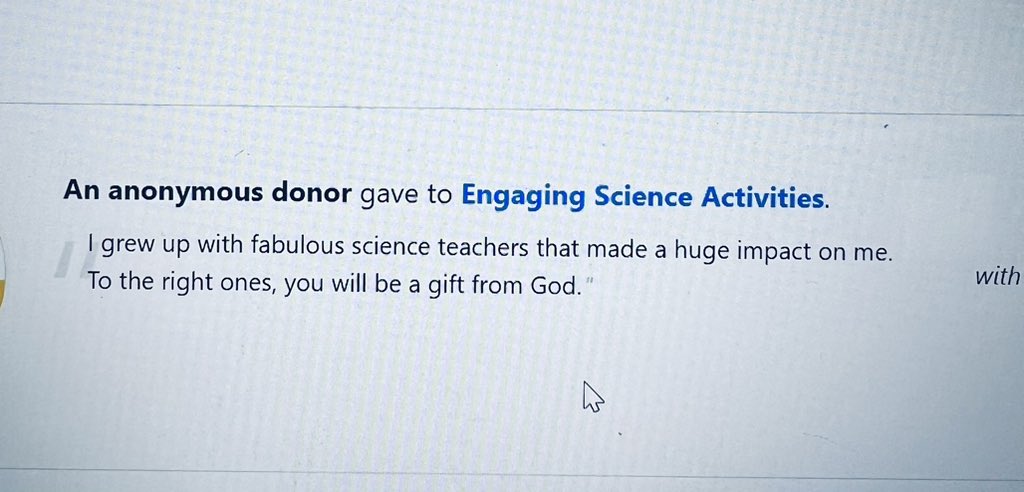 SSMS_AlvarezE's tweet photo. Thank you to my gracious donors for funding my donors choose campaign! It feels amazing to have comments such as these! #Grateful @SSanchez_MS @ACarroll_SSMS @JGOMEZ_SSMS https://t.co/VeXS2GMC9W