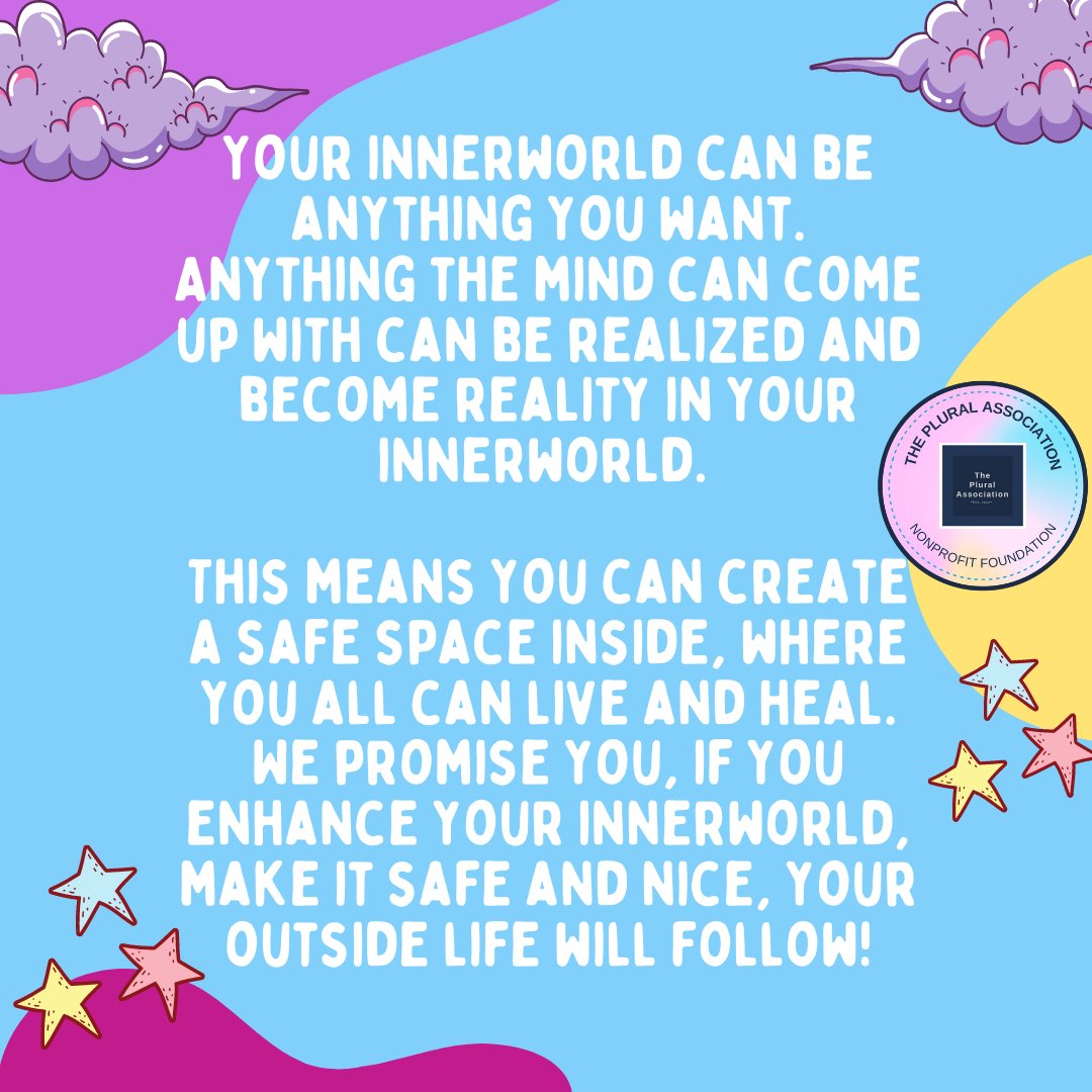 TpaNonprofit's tweet photo. Innerworlds &amp; Plurality, a thread — also included in the images, with alt text.

What it’s an Innerworld? What does it look like?

(If you&amp; feel comfortable sharing, there is a question at the end!) + 

#dissociatwt https://t.co/uaA2YUu5UG