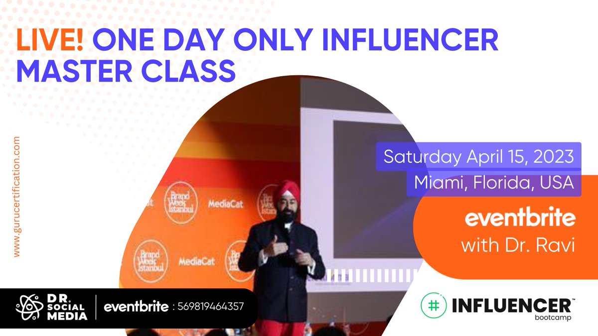 Hey guys,  we have some exciting news to share with you! 🤩
Join High Level Certification Class in Miami by Dr Ravi Singh, learn more ⬇️ 
gurucertification.com

#InfluencerCertification #Miami #DrRaviSingh #SocialMediaGuru #InfluencerSkills #LearnFromTheBest #TopInfluencers