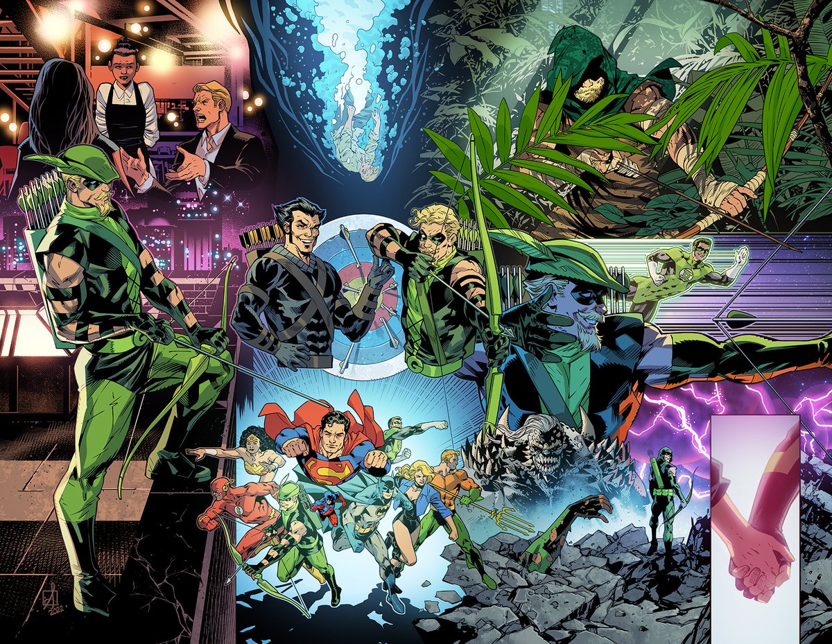 Aqui está uma versão colorida desta incrível página dupla de GREEN ARROW #1 por <a href="/SeanIzaakse/">Sean Izaakse</a> &amp; <a href="/rfajardojr/">Romulo Fajardo Jr</a>!

#GreenArrow #1 será lançado dia 2 de abril.

#ArqueiroVerde