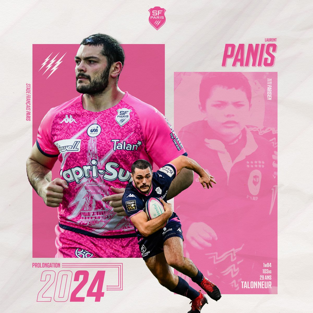 SFParisRugby's tweet photo. ✍️ 𝕃𝔸𝕌ℝ𝔼ℕ𝕋 ℙ𝔸ℕ𝕀𝕊 prolonge d'une saison ! 

Au Club depuis les Poussins 🐥
Bientôt 24 ans de bons et loyaux services 🫶

#MadeInSFP | 2️⃣0️⃣0️⃣0️⃣🔜2️⃣0️⃣2️⃣4️⃣ https://t.co/QgtpiiHDMF