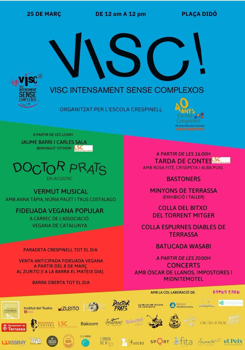 #Visc! Intensament sense complexos!

Les nostres amigues i amics de <a href="/Crespinell/">Escola Crespinell</a> estan de celebració. Ningú hi pot faltar!

#Crespinell
#Lanaspa
#Terrassa