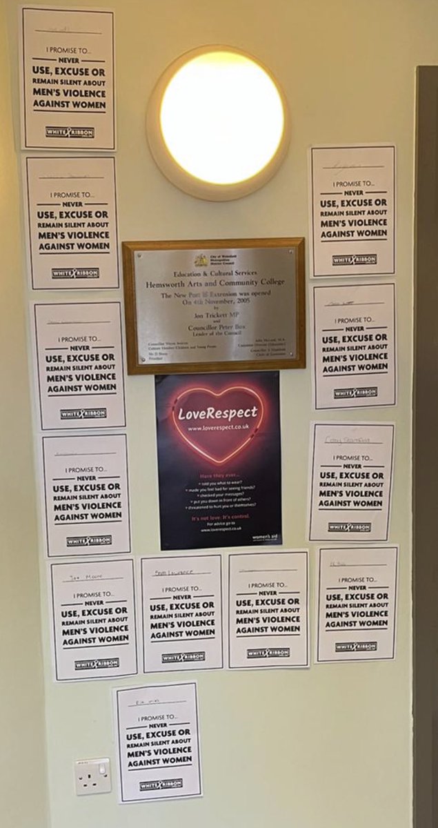 WYP_Jackson's tweet photo. Well Friday is coming to an end and we are all ready to relax after a busy week. Just received this photo of the dedication from Post 16 males - All their pledges proudly displayed showing their support in reducing #VAWG #amazingguys @OAHemsworth @mrsLouiseperry Thank you https://t.co/yf2twpRha3