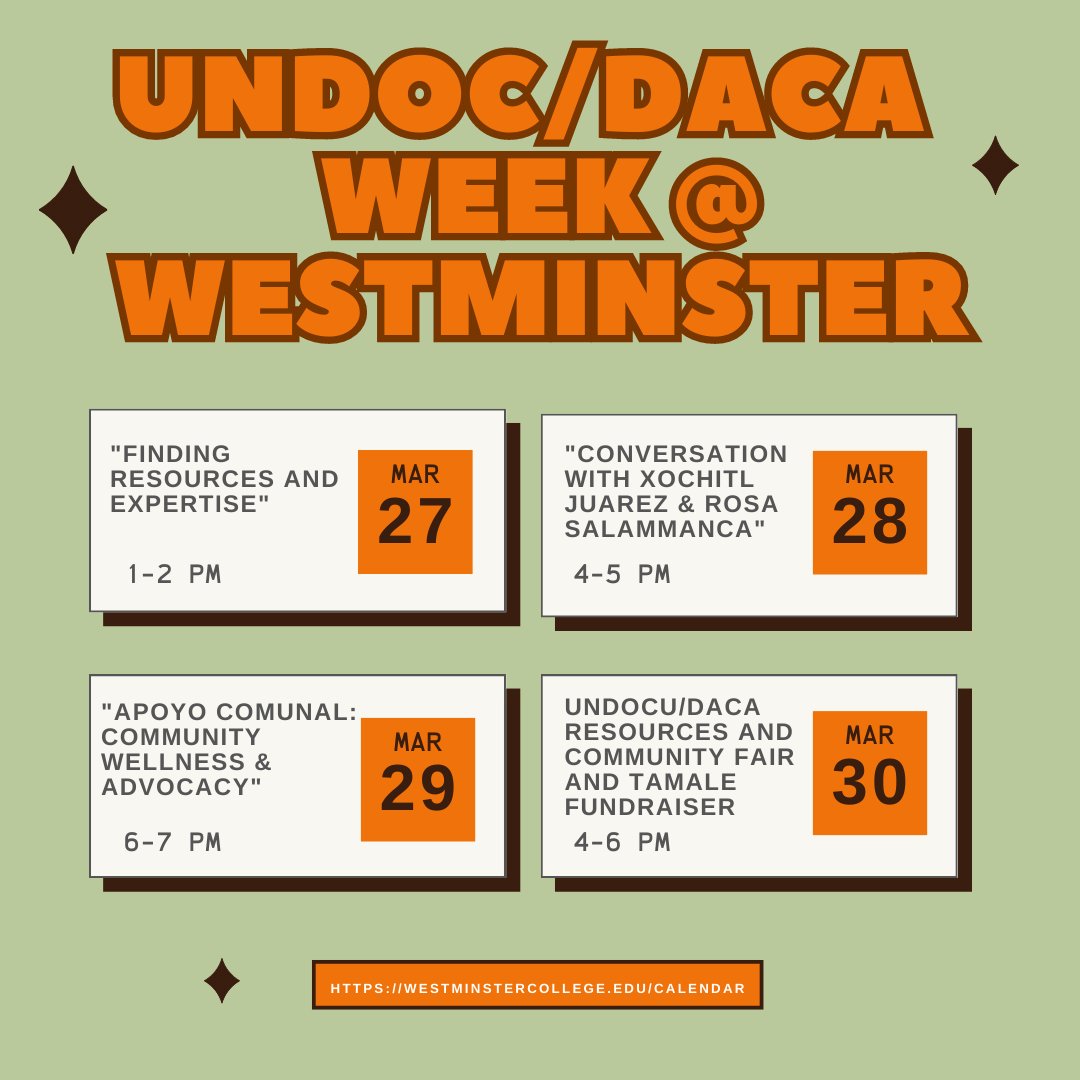 westminmcnair's tweet photo. Highlighting Yovie Saiz Rodriguez (McNair Scholar & Raíces Unidas Coordinator) for helping to bring these amazing events to our campus.
#McNair #McNairScholars #UDOCU #DACA #WestminsterCollege #WestminsterMcNairScholars #UndocDaca #Apoyo #LatinX #Dacamented #RaícesUnidas https://t.co/NJKOw3ud0L