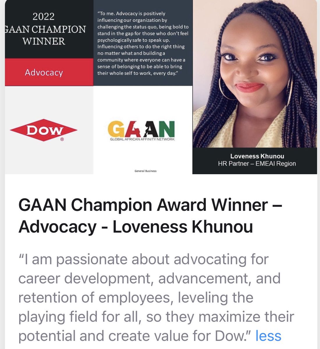 Highlight of this week! Humbled. Thankful and Re-energized to continue #advocating for #TeamDow 
#bethechangeyouwanttosee #beyou #payitforward #inclusionist #passion #purpose #allin #Dowproud