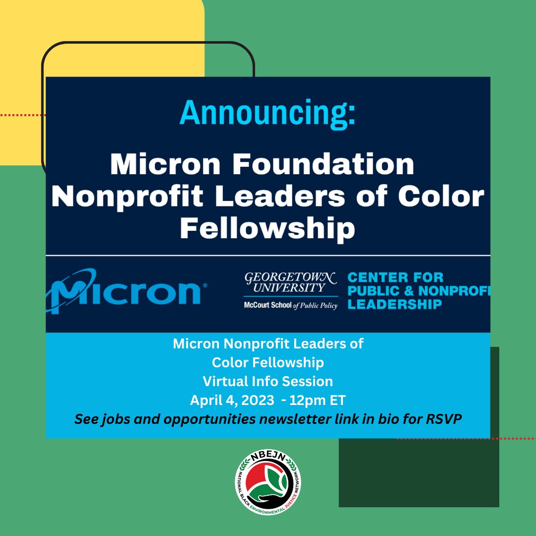 The National Black Environmental Justice Network (@nbejnetwork) on Twitter photo NBEJN Jobs and Opportunities📣 This week's blast features openings at <a href="/DSCEJ/">Deep South Center for Environmental Justice</a> and <a href="/cleanh2oaction/">Clean Water Action</a>. Also a non-profit leaders of color fellowship at <a href="/Georgetown/">Georgetown University</a> and an EJ internship from <a href="/DSCEJ/">Deep South Center for Environmental Justice</a> #nowhiring #greenjobs #environmentaljustice NBEJN Jobs and Opportunities📣 This week's blast features openings at <a href="/DSCEJ/">Deep South Center for Environmental Justice</a> and <a href="/cleanh2oaction/">Clean Water Action</a>. Also a non-profit leaders of color fellowship at <a href="/Georgetown/">Georgetown University</a> and an EJ internship from <a href="/DSCEJ/">Deep South Center for Environmental Justice</a> #nowhiring #greenjobs #environmentaljustice