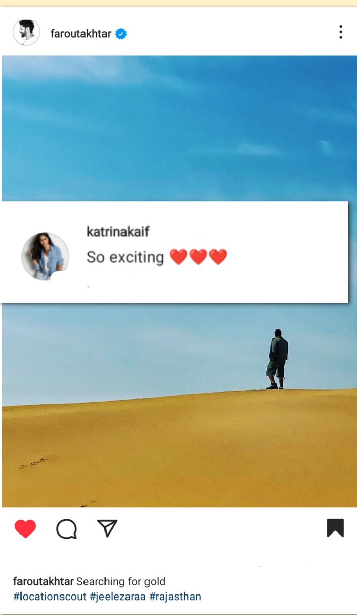 Katrina commented on Farhan post 
#KatrinaKaif #JeeLeZaraa