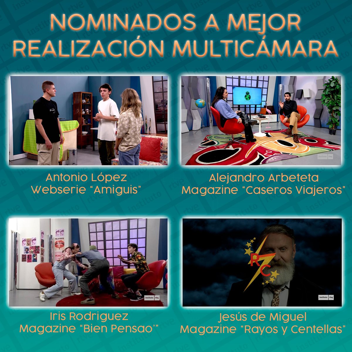 RTVEin's tweet photo. Nominados a mejor realización multicámara #PremiosIRTVE23 https://t.co/ZaouvJVuFG