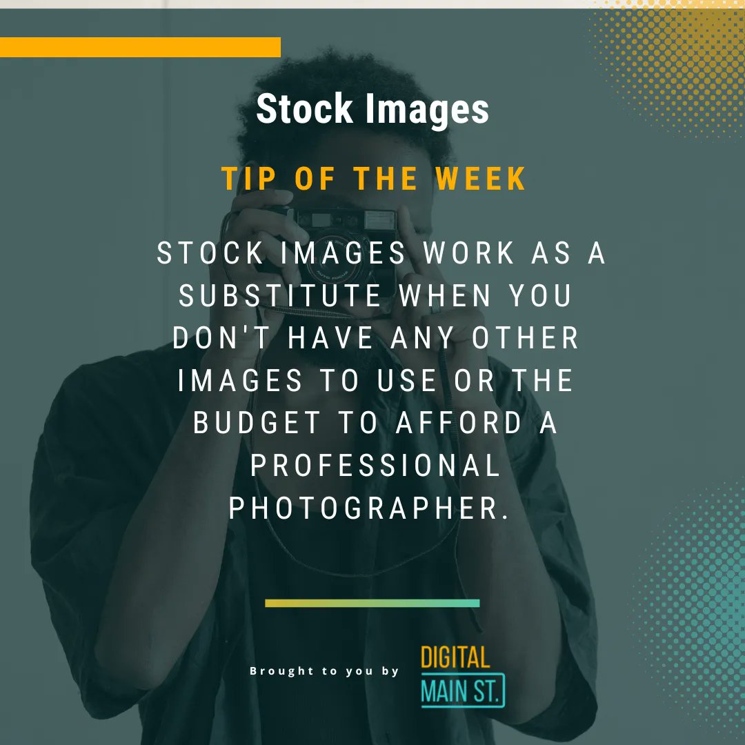 digital_mainst's tweet photo. Tip of the Week: Stock Images
Stock images can be a great way to have high quality visuals that accompany your copy in your marketing. 
#digitalmainstreet #digitalmarketing #digitalmarketingtips #smallbusinesstips #smallbusiness #stockimages #photography #runningabusiness https://t.co/OC4xipThY1