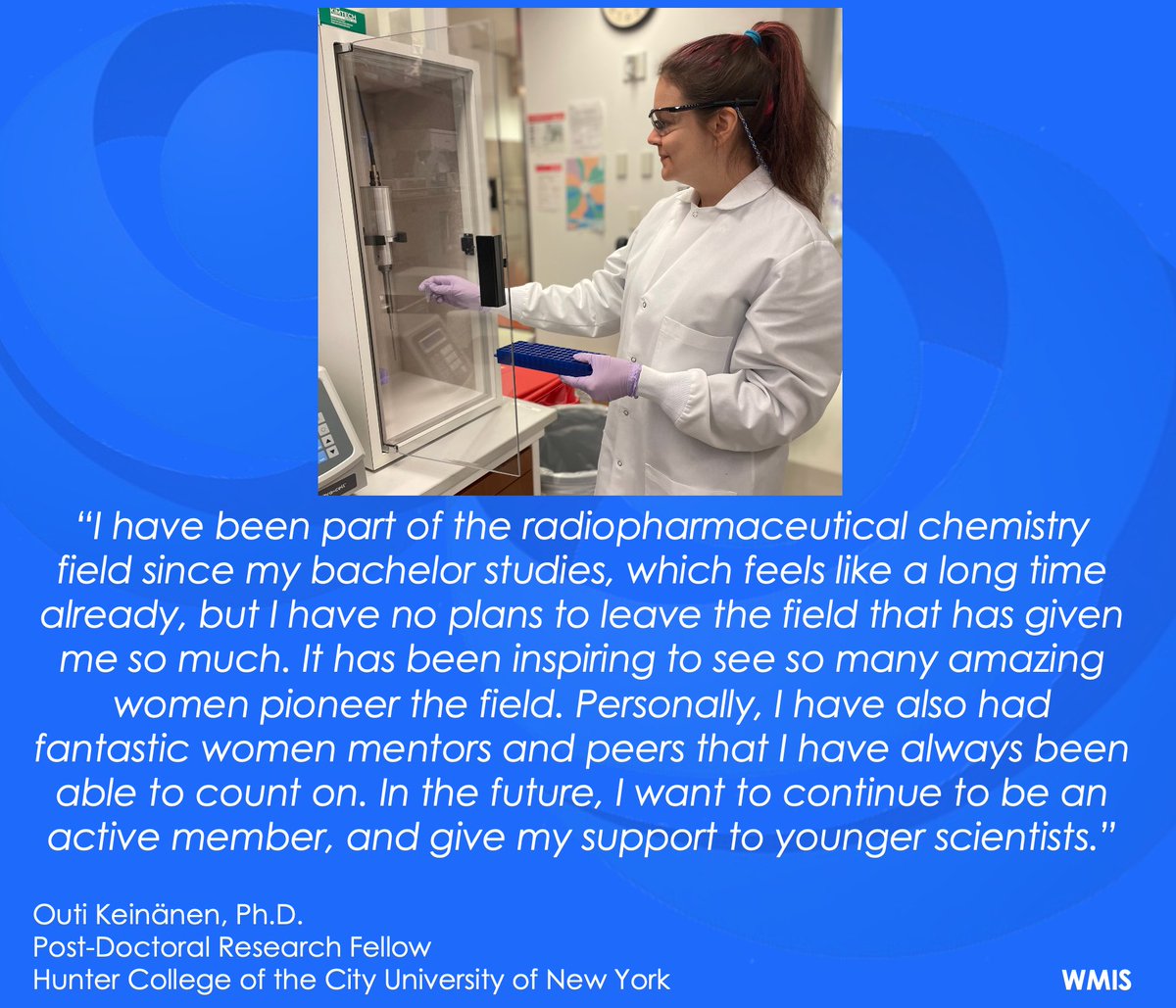 WMIS WMIC (@wmiswmic) on Twitter photo Post-Doctoral Fellow <a href="/KeinanenOuti/">Outi Keinänen</a> of <a href="/TheZeglisLab/">The Zeglis Laboratory ☢️</a> has spent all her training in radiopharmaceuticals and has no plans of leaving molecular imaging. No doubt she will continue to break barriers in imaging throughout her career! <a href="/Hunter_College/">Hunter College</a> #WomenInSTEM #WomensHistoryMonth Post-Doctoral Fellow <a href="/KeinanenOuti/">Outi Keinänen</a> of <a href="/TheZeglisLab/">The Zeglis Laboratory ☢️</a> has spent all her training in radiopharmaceuticals and has no plans of leaving molecular imaging. No doubt she will continue to break barriers in imaging throughout her career! <a href="/Hunter_College/">Hunter College</a> #WomenInSTEM #WomensHistoryMonth