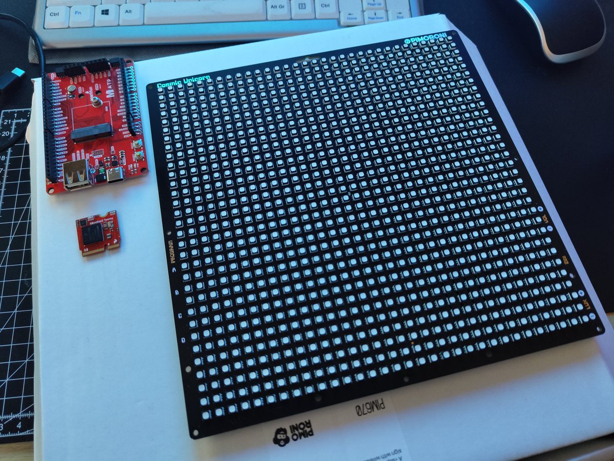 kamathsblog's tweet image. Package from @pimoroni arrived right on time for the weekend! The PCB art is incredible as always, but I wish I could display the art and the LED matrix at the same time..

Also, never imagined micromod boards to be this tiny, I&apos;m excited to try out #microROS on it. @RosmoRobot