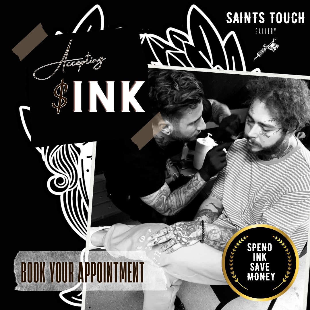 The time has finally come… 

As of Today, Saints Touch will be the 1st tattoo studio in the World to accept $INK as a payment method. 

Use that precious $INK you have been accumulating by redeeming it for discounted tattoo rates with the ONE &amp; ONLY link3d.ink