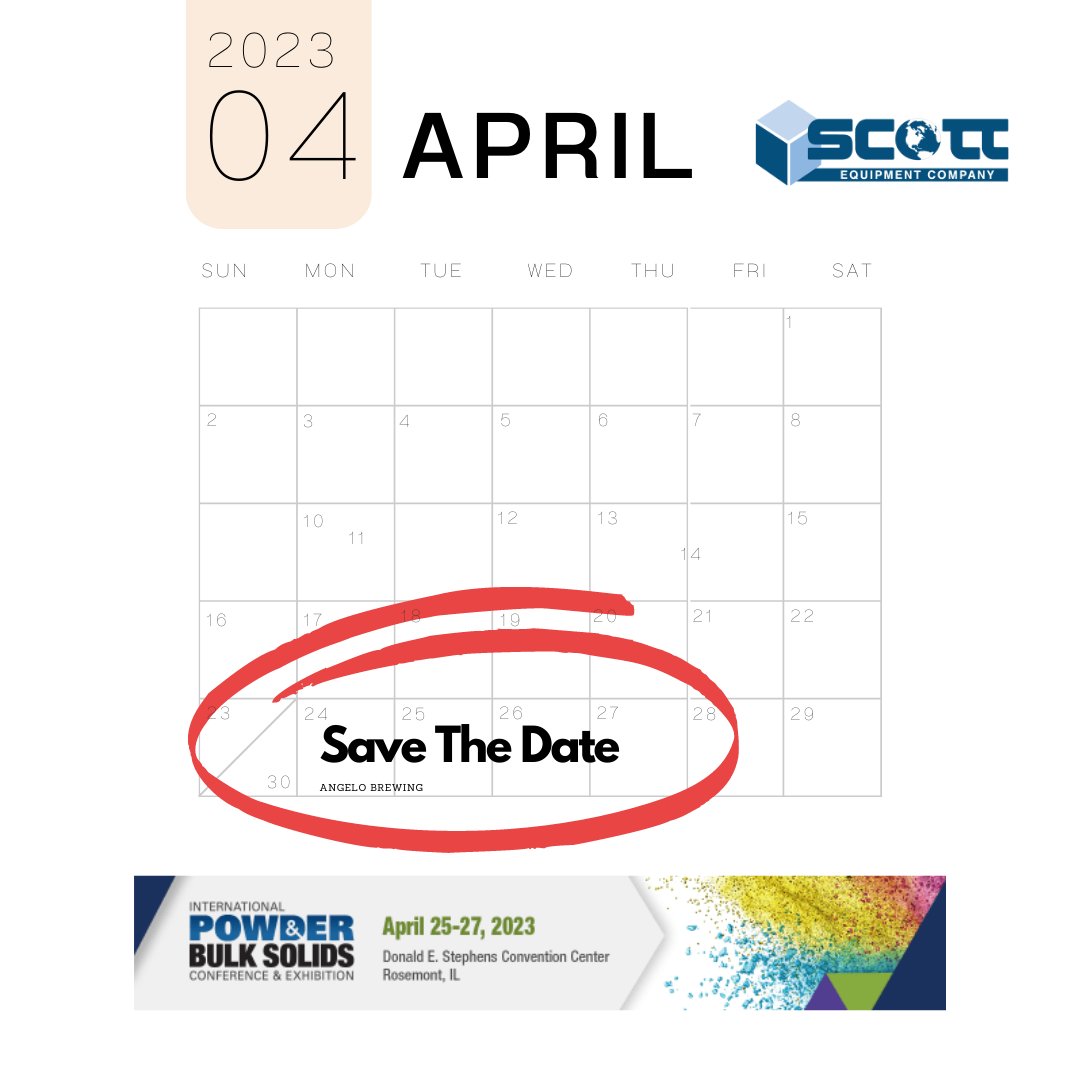 scott_equipment's tweet image. Mark your calendar! Scott Equipment Company will be at The Powder show, April 24-27! 
Stop by Booth #1326 and learn about Scott Equipment. 
#powdershow #manufacturing #tradeshows