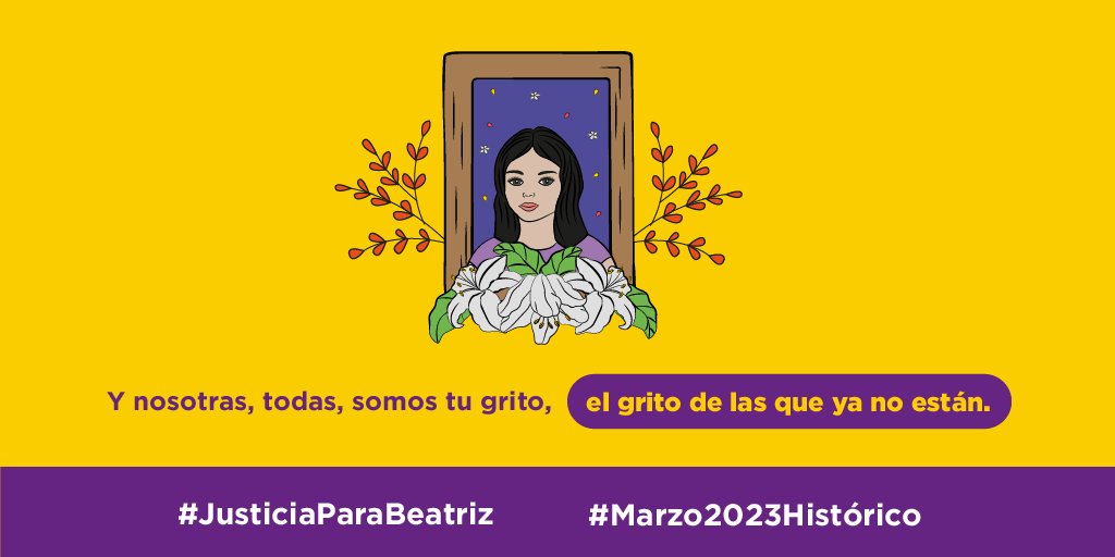 Beatriz, tu historia nos convoca, ✨ tu voz es nuestra voz 🗣️ y tu memoria nos acompaña en esta lucha. ✊🏽
Juntas por una América Latina 🌎 que nos reconozca como sujetas de derechos, 🙋🏽‍♀️ sin violencia ni estigmas sociales.❌
#Marzo2023Histórico