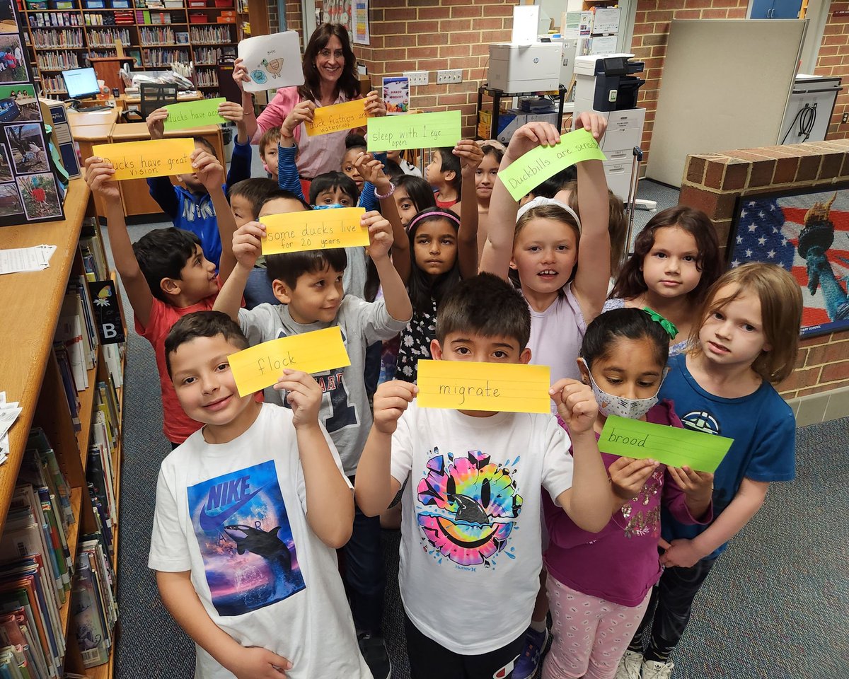 MrsHaynie's tweet photo. Our 1st grade "duck spies" came by the library today to learn more about ducks, as they help the Duck Squad track sightings in our courtyard. https://t.co/MR22N5sP5d