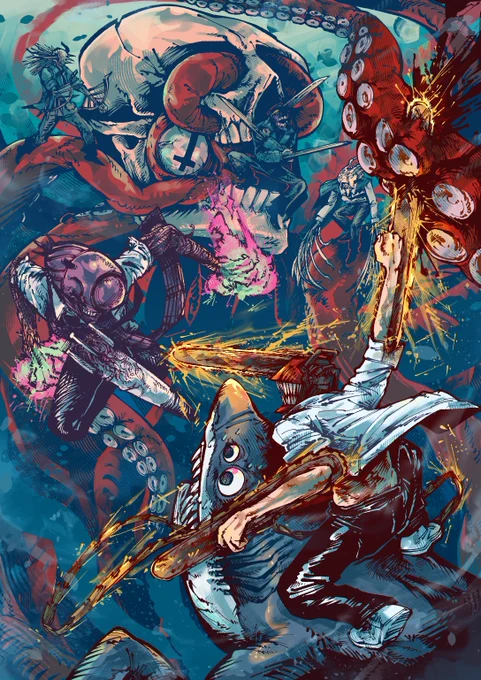 Chainsaw man piece I did for a zine a while ago 